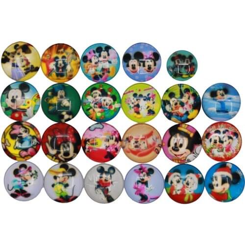 20mm 25mm Glass flat back button Cartoon M.Mouse jewelry DIY material accessories 10Pcs/Lot PB-0001