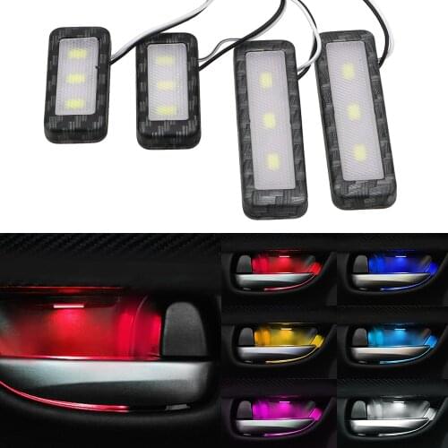 4Pcs Decorative Lights Auto Atmosphere Lamp LED Car Inner Bowl Light Car Styling Universal Armrest Interior Door Handle Lighting