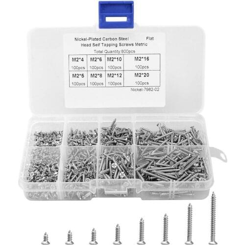 800pcs / 304 stainless steel cross countersunk head KM self-tapping screws M2 series combination