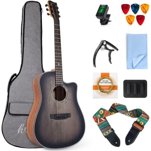 Horse 41 Inch Acoustic Guitar Top Spruce with Bag Tuner Strap Picks String Capo Mute