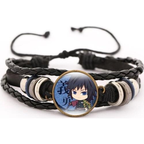 Anime Demon Slayer Bracelet Kimetsu No Yaiba Cosplay Accessorie Bracelet Demon Slayer Kamado Tanjirou Kamado Nezuko PU Bracelet