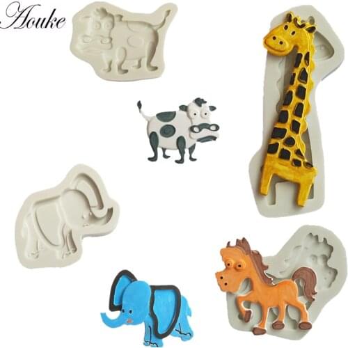 Aouke four animal modeling silicone mold soft candy clay mud mold fondant chocolate cake decoration tools