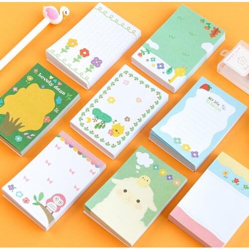 100 Sheets Lovely Small Flower Memo Pad Kawaii Animals N Times Sticky Notes Portable Notepad School Office Supply Papeleria