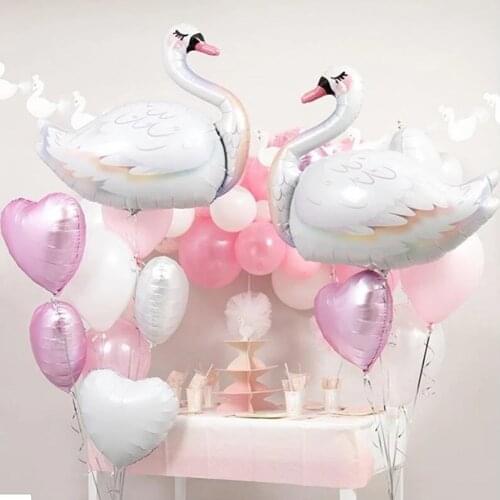 2pcs Large White Pink Swan Flamingo Balloon Happy Birthday Party Decorations kids Toys Baby Shower Girl Air globos Wedding Decor