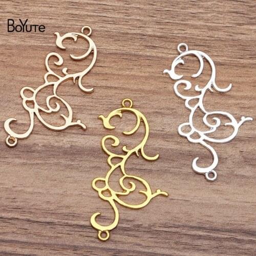 BoYuTe Wholesale (20 Pieces/Lot) 37*64MM Metal Alloy Connector Charms Pendant Diy Hand Made Hair Jewelry Accessories