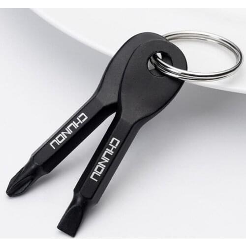 1set Stainless Steel Multi Tools Key Ring EDC Screwdriver Set Pocket Outdoor Tool Set Multitools Keychain Sliver Black