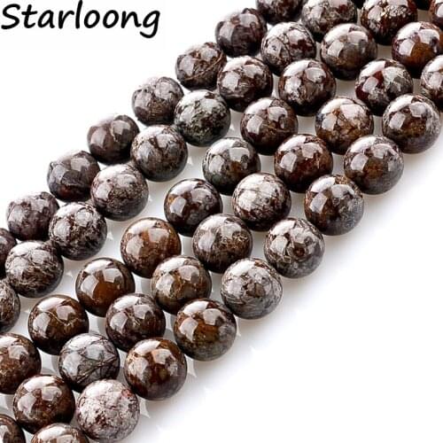 4/6/8/10 mm Snowflake Brown Round Natural Stone Beads 15'' Jewelry Making handmade Jewelry bracelet making DIY