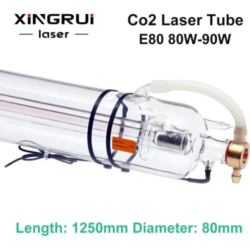 Co2 Laser Tube 80W for CO2 Laser Engraving and Cutting Machine 1250mm Length 80mm Diameter with Wires Connection