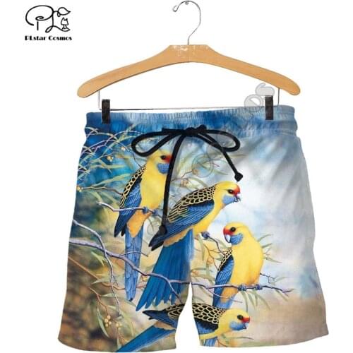 PLstar Cosmos Colorful Beautiful Parrot Mens Shorts Cool Fashional Summer Casual Shorts Harajuku 3D Printed Loose Beach P49
