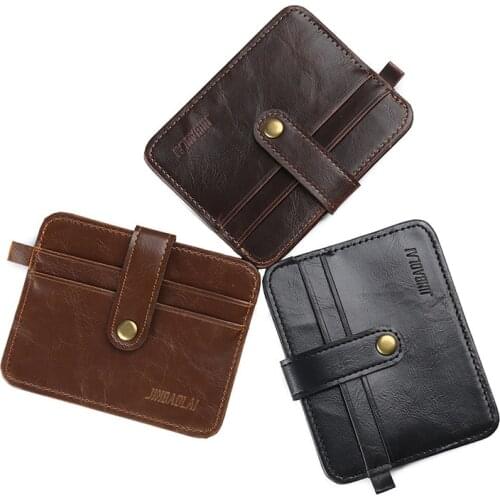 D0LF Mens Faux Leather Small ID Credit Card Business Wallet Holder Slim Pocket Case