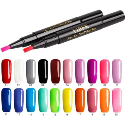 DIARY Gel Nail Varnish Pen Glitter 3 In 1 Nail Art Gel Polish Hybrid Easy To Use UV Gel Paint Glue Painting Pen Nail Art Kit #E
