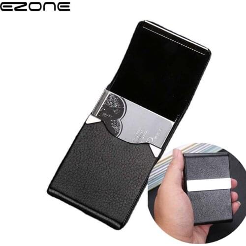 EZONE Business Card Holder Case Card Bag Cortex Stainless Steel And PU Leather Large Capacity Storage of 15 Sheets High Quality