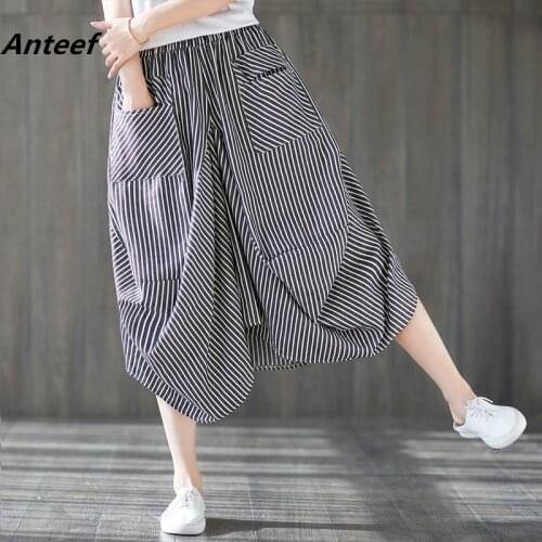 Cotton linen vintage spring summer plus size high waist saia casual loose long skirt women skirts female 2021 streetwear clothes