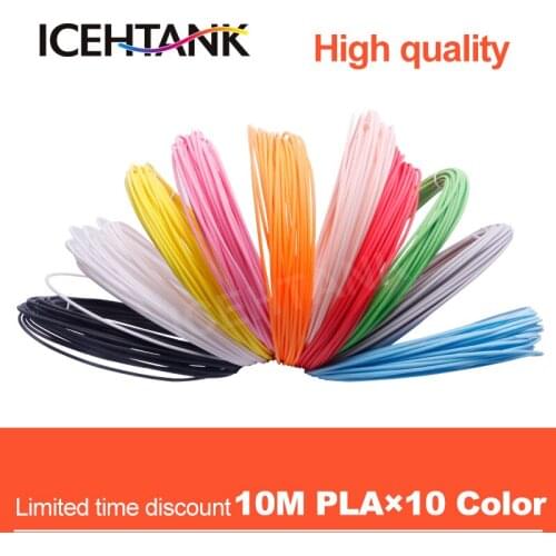 ICHTANK 3D Pen 10 m 1.75mm PLA Filament 3D Printing Material 3D Printer 10Color Refills Modeling Stereoscopic No Pollution