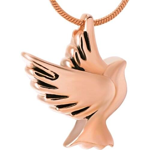 IJD9496 Loss of Pet Casket Keepsake Jewelry Stainless Steel Dove Cremation Urn Pendant Ashes Keepsake Necklace Men Women