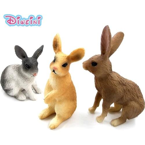 Simulation Rabbit animal models toys figurine small hare forest wild animals plastic Decoration educational toy Gift For Kids