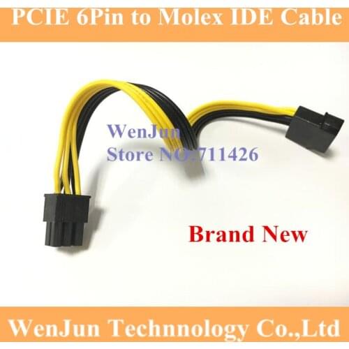 High Quality Molex D 4pin to 6pin PCIE Power Cable IDE 4pin to 6pin Video Card power cable 6 pin to 4 pin cable Free shipping