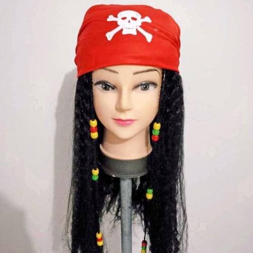 Unisex Jack Sparrow Cosplay Peluca Cap and Headwear Halloween Pirates of the Caribbean Costume Purim Carnival Masked party dress