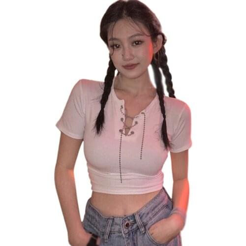 Short Paragraph Navel T-shirt Female Summer Slim Straps Design Hot Girl Tight Tee Shirt Tops