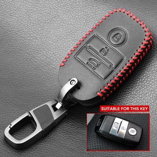 Leather Key Case Cover For Kia Rio Ceed Soul Sportage Sorento Carens Picanto 2013-2018 Keyless Fob Shell Skin Holder Protector