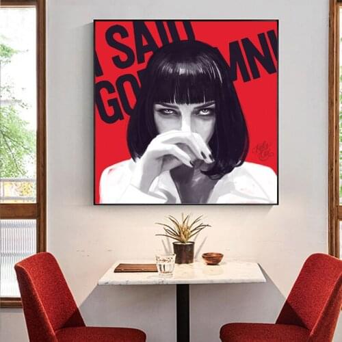 Cool Girl with Black Short Hair and Bangs Canvas Painting Wall Art Nordic Posters and Prints Wall Pictures for Living Room Decor