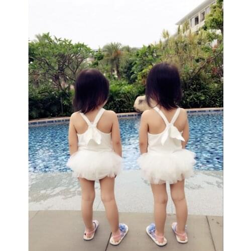 Girls Swimsuit Kids Swimming Angel Wing lace One-Piece Sling Childrens Baby Swimwear