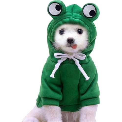 Cute Dog Clothes Halloween And Christmas Dog Hoodie Frog Shape Autumn And Winter Warm Hooded Sweater Coat Pet Teddy Fleece Cloth