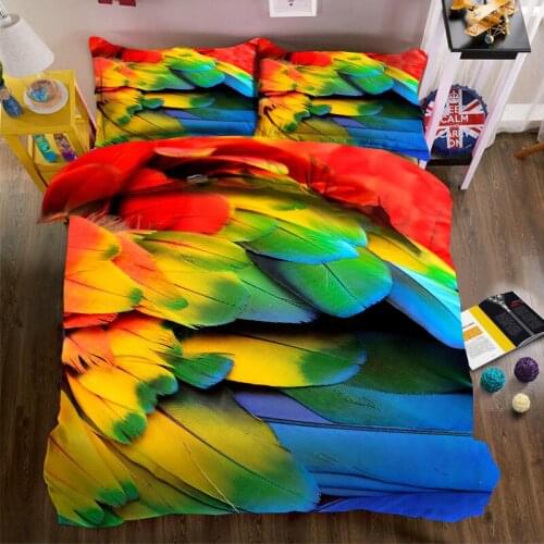 New Colored feathers 3D Bedding set cover bed sheet duvet cover sets housse de couette 4pcs