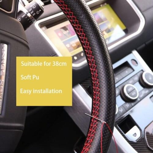 DIY Car Steering Wheel Braid Cover Soft Texture Car Covers With Needles And Thread Artificial Leather Diameter 38cm
