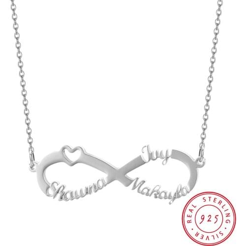 925 Sterling Silver Infinite Loop Custom Name Necklace Simple Pendant Personalized Custom Necklace Lady Heart-Shaped Jewelry