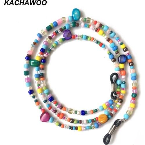 Kachawoo Gemstone Glass Beads Necklace For Women Colorful Cord Chain For Ladies Sunglasses Reading Glasses Accessories