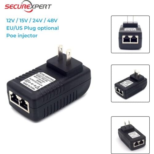 POE Injector AC220V to DC12V 2A DC48V 0.5A POE Power Supply Over Ethernet Injector POE power Adapter EU/UK/US Optional