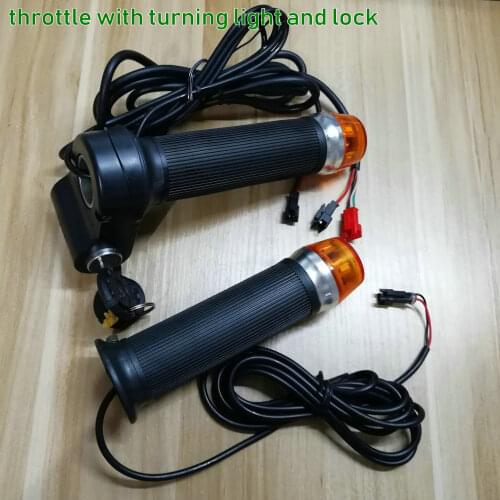 Twist Throttle/Grips+Power Lock+Turning Light Electric Bike Accessory Scooter Parts MTB Tricycle Mobility Accelerator Handlebar