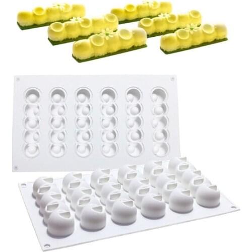 6-Concave Ball Long Strip-Shaped Silicone Mouse Cake Mold 3d Baking Tools Dessert Decoration Bakeware For Wedding