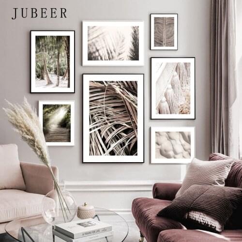 Nordic Vintage Poster Banana Leaf Plant Painting Brown Leaves Wall Art Print Canvas Painting Wall Pictures for Living Room Decor