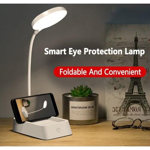 LED Smart Table Lamp Creative Round Rechargeable Dimming Table Lamp Bedroom Study Desk Decoration Eye Protection Reading Light