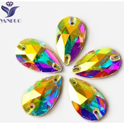 YANRUO 3230 Drop Crystal AB Rhinestone Sew-On Rhinestones Crystals and Stones Sewing Glass Rhinestones Stones for Clothes