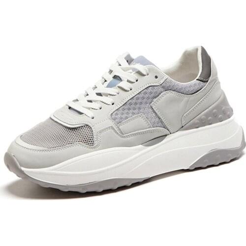 2021 spring summer single shoes women sneaker fashion genuine leather +mesh Breathable casual flat platform shoes woman