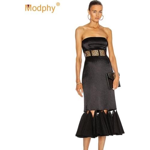 Free Shipping Elegant Women Mermaid Bandage Midi Dress Sexy Shoulderless Patchwork Bodycon Club Celebrity Evening Party Vestidos