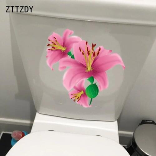 ZTTZDY 18.9*23.7CM Hand Painted Lily Bathroom Toilet Seat Sticker Home Room Wall Decal T2-0071