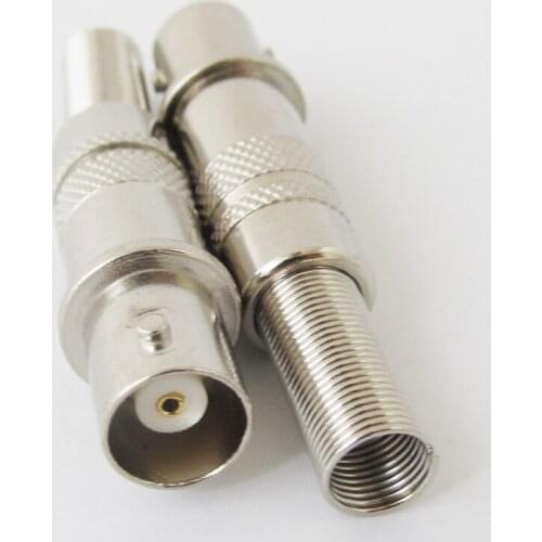 1pc Nickel Plated BNC Female Jack Straight CCTV Connector with Spring Tail End