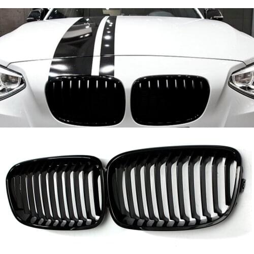 2PCS Gloss Black Car Front Hood Kidney Bumper Grille Racing Grill For BMW F20 F21 1 Series 2011 2012 2013 2014 Car Styling