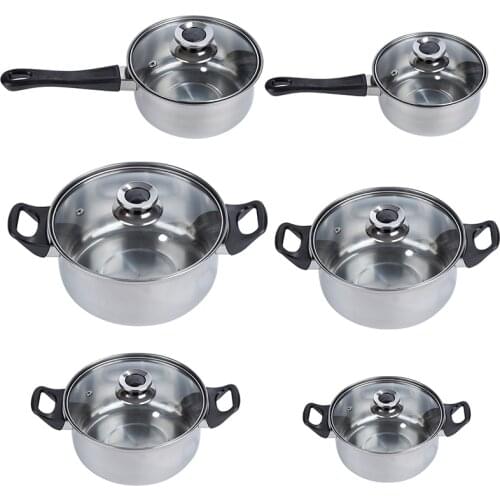 6pcs Stainless Steel Pots And Pans Set Cookware Pots Pans Cookware Cooking Kitchen Accessories