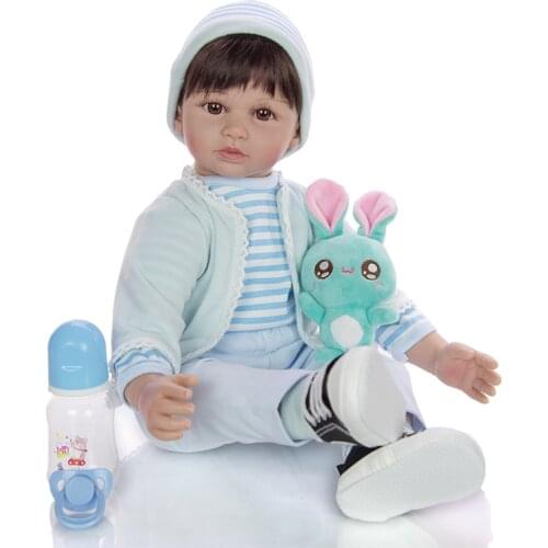 60CM high quality reborn toddler boy doll in knitting clothes bebe doll reborn 6-9Month real baby size doll