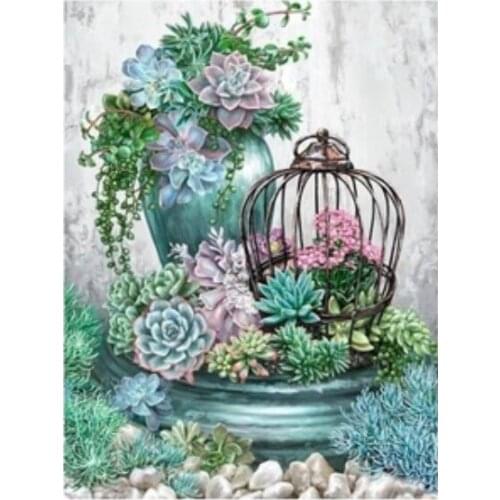 Succulent Diamond Painting Bird Aviary Diamond Dotz Mosaic Embroidery Picture Crystal Rhinetones Stickers Decal Wall Art Craft