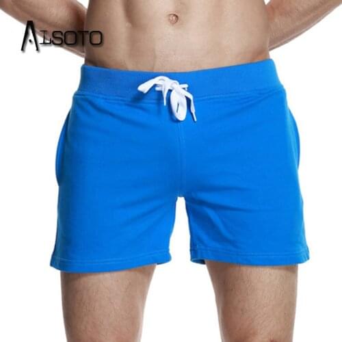 ALSOTO Men Summer Shorts Quick Drying Sports Fitness Sexy Breathable Cotton Printing Slim High Quality Beach Shorts
