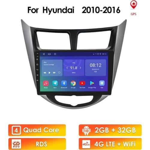 2 Din 2RAM Android Car GPS Radio for Hyundai Solaris Accent Verna 2010-2016 USB Wifi 4G 9 Inch NO DVD Stereo Multimedia Player