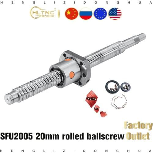 Free shipping Ballscrew 2005 Set : 20MM Ball screw SFU2005 End Machined + RM2005 Ball Nut nut flange round ball screw