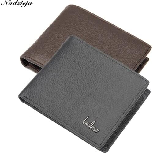Brand Baellerry Genuine Leather Men Short Wallet Coin Purses Male Billfold Money Pocket Credit Card Holder Carteira Cow Leather