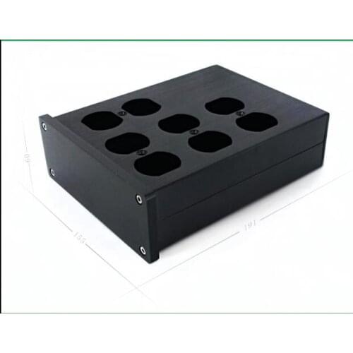 Black full aluminum 8 plugs audio power socket chassis Hifi American standard outlet box